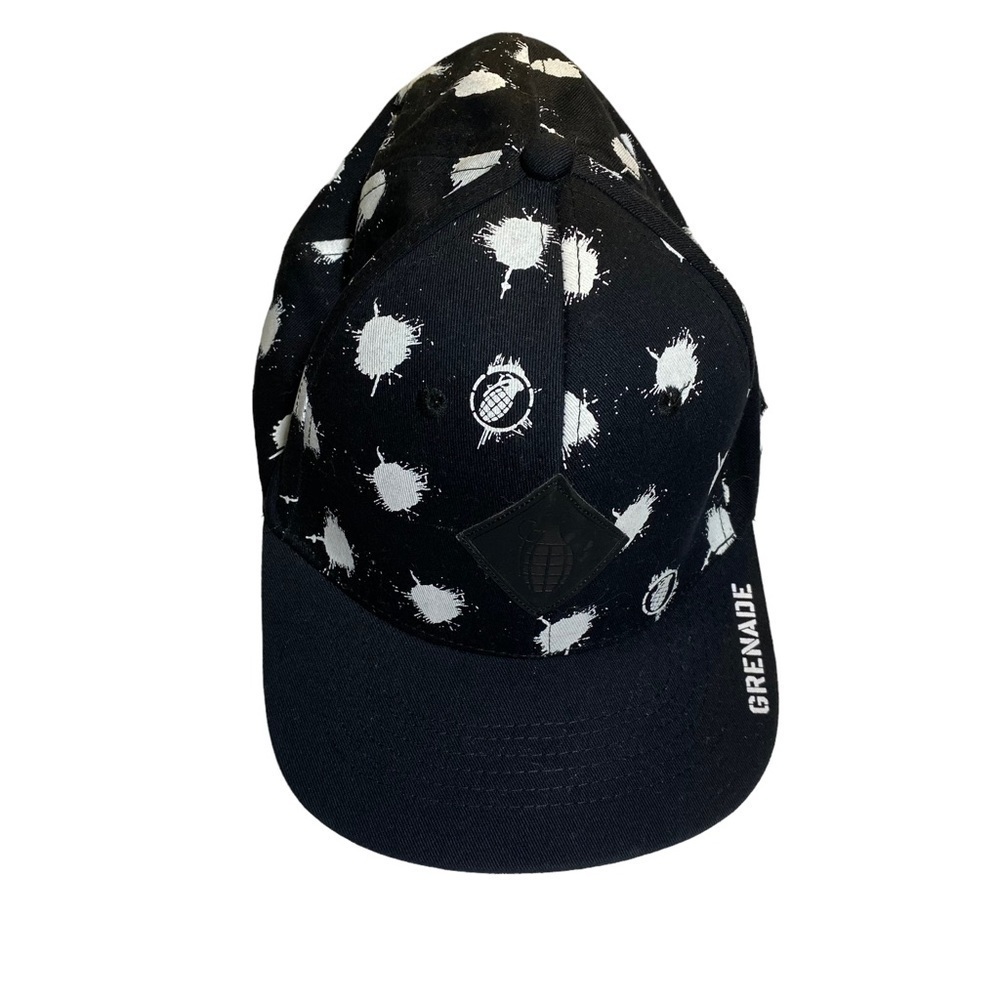 Grenade men's snapback black baseball cap white paint splotches